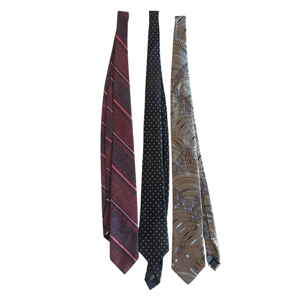 Vintage Mens Tie Lot Oscar de la Renta Kuppenheimer Arrow Silk Striped Geometric